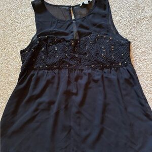 American Eagle Outfitters Embellished Sleeveless Blue Blouse